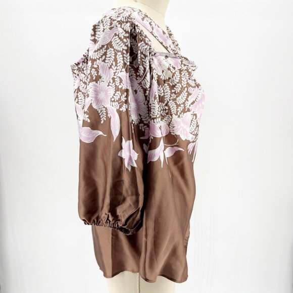 Cato Top Floral Print Cold Shoulder Halter Neckline Silky Multicolor XL NEW - Picture 2 of 9